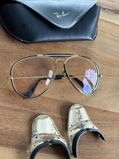 Vintage Ray-Ban B&L USA Aviator Eyeglasses Gold Black Eyeglasses Case BC7036 Lomb picture