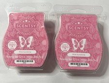 Lot of 2 Scentsy Wax Bars Pink Sunshine 3.2 fl oz Scented Wax Pear Plum Cashmere picture