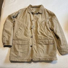 VTG LL Bean Barn/Chore Jacket Men's L Khaki Thinsulate Corduroy Collar picture