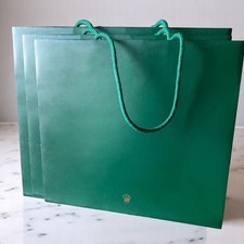 Rolex Shopping Bags Lot of 3 Green Gift Bags 11.5” x 12” x 4.5” picture