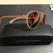 goodr Purple's Midlife Crisis Aviator Sunglasses Pink Frame Brown Tinted Lens picture