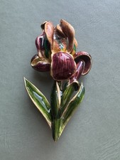 Vintage MFA Signed IRIS Flower Enamel Brooch Pin Museum Fine Arts Boston Purple picture