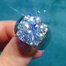 5Ct Round Lab Created Diamond Solitaire Engagement Ring 14K White Gold Plated picture