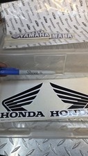 Vintage Honda Wing Logo Decal Sticker Pair Black White Motorcycle NOS picture