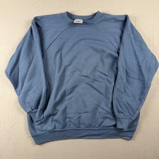 Vintage Hanes Her Way Blue Raglan Sweatshirt Womens XL Cotton Blend Made in USA picture