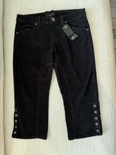 NWT Sanctuary Anthropologie Corduroy Pants Black Side-Buttons Size 29 Women picture