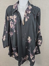 Torrid Harper 2X Floral Print Georgette Pullover Collared 3/4 Sleeve Blouse NEW picture