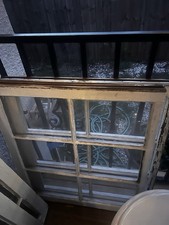 Vintage White Salvage Wood & Glass 6-Lite Rectangle Window Sash picture