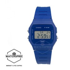 Casio Digital Pop Series Bio-Based Blue Resin Band Watch F91WB-2A1 F-91WB-2A1 picture