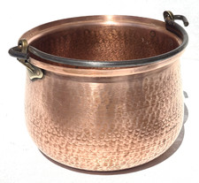 Vintage 9.8inch French Copper Pot Iron Swing Handle Hammered Walls 3lb Gift Idea picture