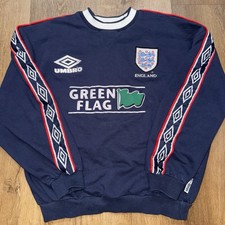 Umbro England Green Flag Sweatshirt Training Long Sleeve Jumper Vtg 90s Large picture