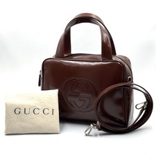 Gucci Handbag Shoulder Bag Patent Leather Interlocking G Brown Authentic picture