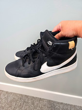 Nike Court Royale 2 Men's High Top Sneakers US 10.5 Black/White Leather Lace-Up picture