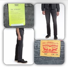 NWT Levi's Men's 514 Straight Fit Eco Performance Jeans - Charcoal- 34W, 32L  picture
