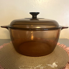 Rare/MINT VTG CorningWare Visions Amber Glass 4.5L DutchOven Cookware France picture