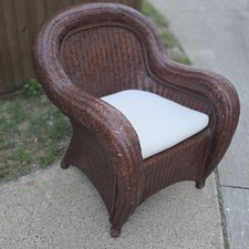 Vintage Pottery Barn Malabar Wicker Rattan Accent Chair – Boho Coastal Style picture