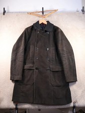Vintage Fay Italian Made Moleskin Pea Coat Jacket Black  Large (P50) picture