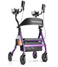 BlessReach Heavy Duty Upright Rollator Walker for Seniors with Seat, Purple picture