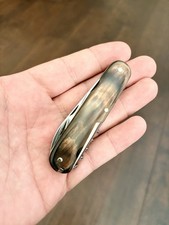 1940s Victorinox Armee Suisse Buffalo Horn 84mm Standard Knife w/ Exposed Rivets picture