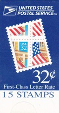 U.S. MAKESHIFT BKLT OF 15 STAMPS SCOTT#BK243 1996 32ct FLAG/PORCH MINT #3673X picture