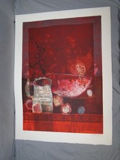 Vintage Alvar Sunol Untitled Lithograph Signed and Numbered /99 Red picture