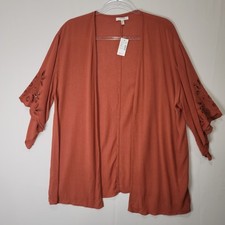 NWT Maurice's Open Tunic Crochet 3/4 Flared Sleeves Blouse Women's Sz M picture