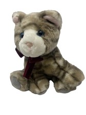 Russ Berrie Whisper Capuchino Cat w/Red Bow 9