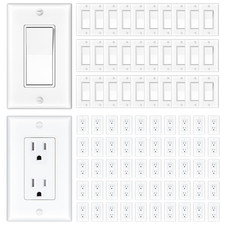 30 Pack Single Pole Decorator Light Switch with Wallplate and 50 Pack 15A picture