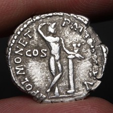 Emperor Commodus Apollo Denarius 190AD Ancient Roman Empire Silver Coin Rome picture