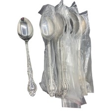set of 9 Vintage Japan National Stainless oval Soup Spoon Steel Flatware NEW picture