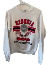 Vtg Georgia Bulldogs Sweatshirt Mens Small White 80/90s College 7 Logo USA Athen picture