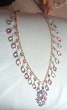 Vintage Ross Simons 14K Celestial Topaz and Tourmaline Necklace picture
