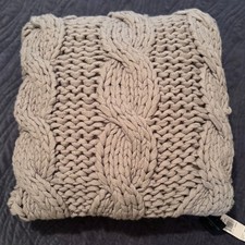 NWT Magaschoni Home Pillow & Insert Pale Platinum 100% Cotton Knitted 20x20” picture