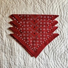 4 Vintage Ca 1930s Elephant Trunk Down Bandanas Lot Bullseye Polka Dot Selvedge picture