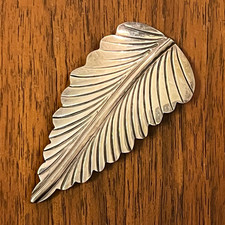 VINTAGE J. Smith Sterling Silver LEAF BROOCH/PIN/PENDANT 2 3/8