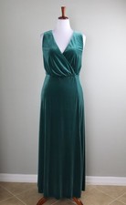 TORRID $89 Stretch Velvet Emerald Open Back Maxi Tank Dress Size 3 US 3X picture