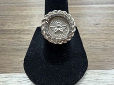 Vintage 925 sterling silver my own guardian coin rope bezel ring size 7 L1318 picture