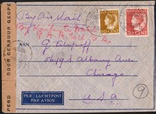 Netherlands Indies 8-19-1941 Censored Airmail Cover #239 #242 Semarang-Chicago picture