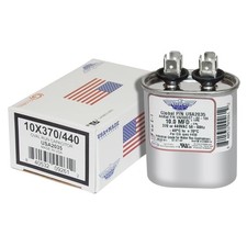 10 MFD x 370 / 440 VAC Oval Motor Run Capacitor AmRad USA2035 - Made in USA picture