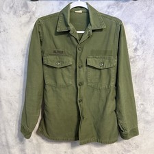 Vtg Vietnam War USGI OG-107 Utility Shirt 14.5x33 Men XS S Distressed picture