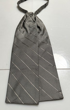 Bijan Men's Silk Cravat Adjustable One Size Gray/Black Geometric Woven picture