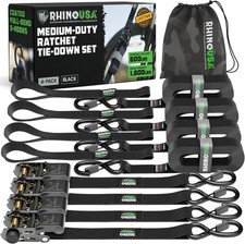 Rhino USA Retractable Ratchet Straps (4-Pack) - 1 Inch x 15 Feet (1,823lb Break picture