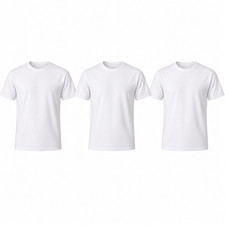 Men's White T-Shirts 3 Pack 100% Cotton Crew Neck Short Sleeve Undershirts picture