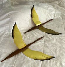 Vintage Mid-Century Modern Wood & Brass Flying Birds Wall Art – Set of 2 picture
