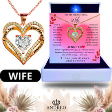 18k Wife CUSTOM Heart Necklace Gift From Husband Love Birthday Gifts ANDREO picture