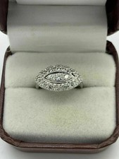 Art Deco Vintage Round Cut Lab Created Diamond Engagement 14K White Gold FN Ring picture