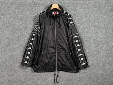 Vintage 90s Kappa Black Windbreaker Jacket Full Zip Logo Men's XXL picture