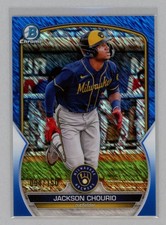 2023 Bowman Chrome Jackson Chourio Blue Shimmer Refractor /150 Brewers picture