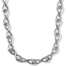 Brighton Interlok Twist Silver Statement Necklace MSRP $128 NWT picture