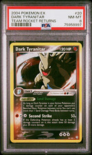 Pokemon 2004 EX Team Rocket Returns Dark Tyranitar 20/109 Holo PSA 8 SWIRL picture